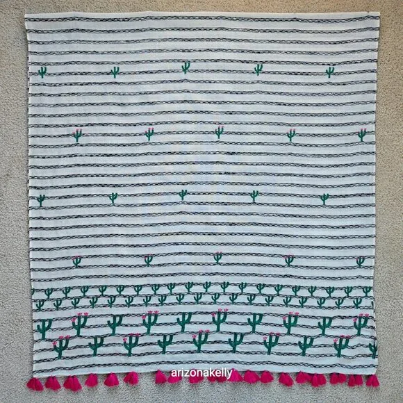 Anthropologie x Seen/Worn/Kept Cotton Cactus Scarf Embroidered - Picture 8 of 14
